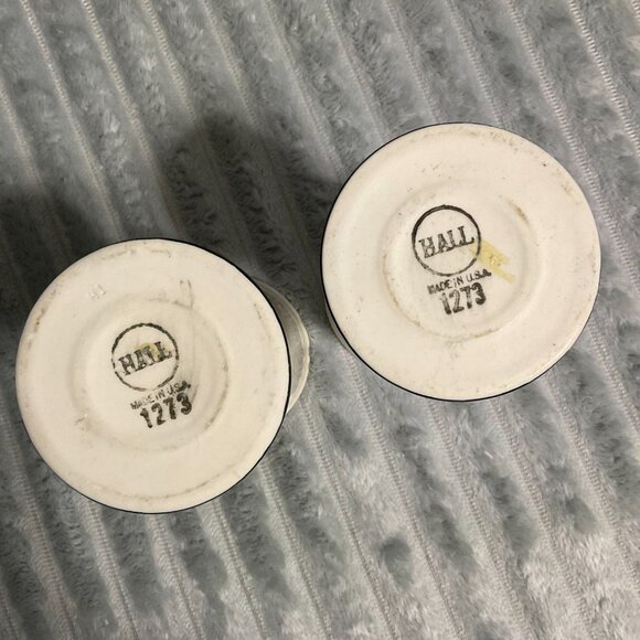 VTG‎ Hall Irish Coffee Mugs 1273 White Black Pedestal 6” Made in USA (Set of 2) - Picture 3 of 7